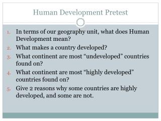 Human Development Pretest
