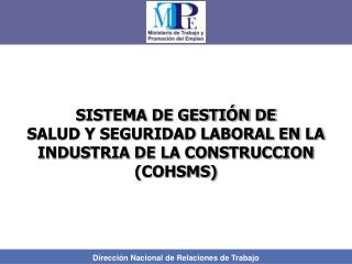 SISTEMA DE GESTIÓN DE SALUD Y SEGURIDAD LABORAL EN LA INDUSTRIA DE LA CONSTRUCCION (COHSMS)