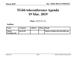 TGbb teleconference Agenda 19 Mar. 2019