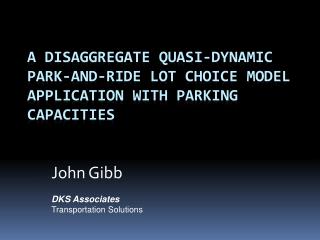 A Disaggregate Quasi-Dynamic Park-and-Ride Lot Choice Model Application with Parking Capacities