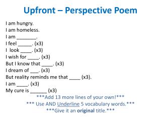 Upfront – Perspective Poem
