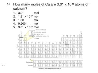How many moles of Ca are 3 . 01 x 10 23 atoms of calcium?