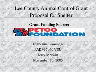 Lee County Animal Control Grant Proposal for Shelter