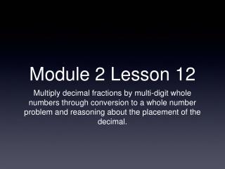 Module 2 Lesson 12