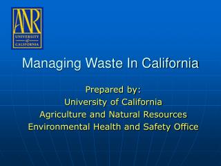 Managing Waste In California