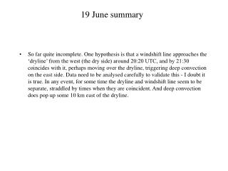19 June summary