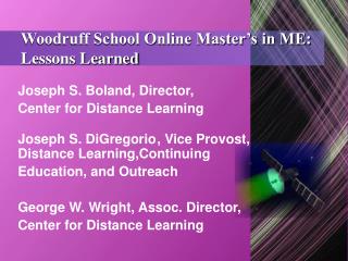 Woodruff School Online Master’s in ME: Lessons Learned