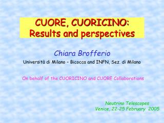 CUORE, CUORICINO: Results and perspectives