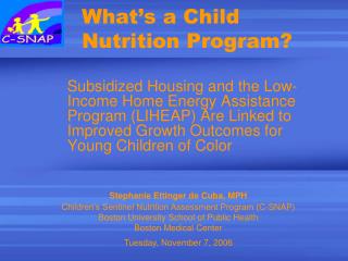 What’s a Child Nutrition Program?