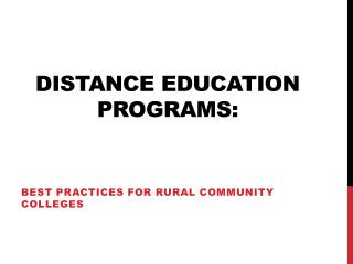 Distance Education Programs: