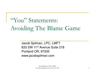 “You” Statements: Avoiding The Blame Game
