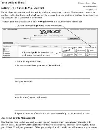 Your guide to E-mail Setting Up a Yahoo E-Mail Account