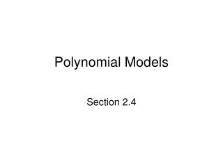 Polynomial Models