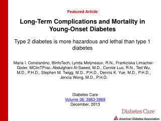 Long-Term Complications and Mortality in Young-Onset Diabetes