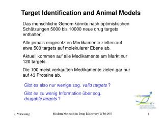 Target Identification and Animal Models