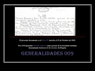 El presente documento es el Aviso 33, inscrito el 15 de Octubre de 1945.