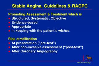 Stable Angina, Guidelines &amp; RACPC