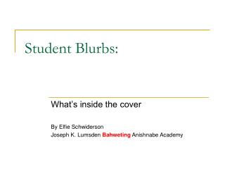 Student Blurbs: