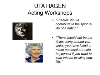 UTA HAGEN Acting Workshops