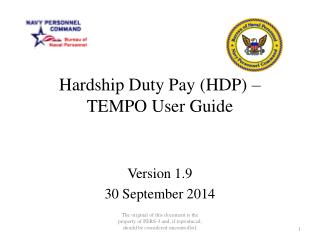 Hardship Duty Pay (HDP) – TEMPO User Guide