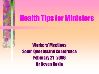 Health Tips for Ministers