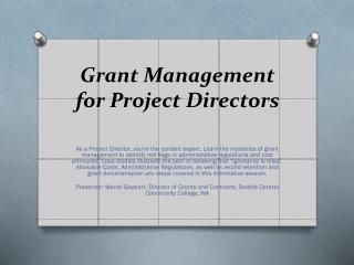 Grant Management for Project Directors