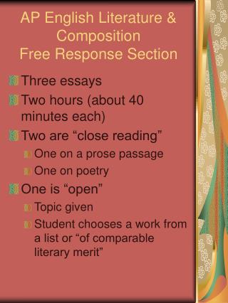 AP English Literature &amp; Composition Free Response Section