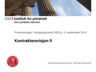 Forelesninger i obligasjonsrett H2014, 3 . september 2014