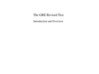 The GRE Revised Test