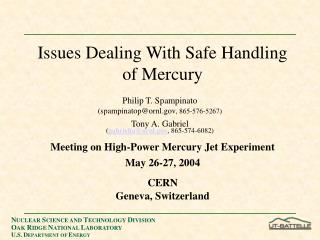 Issues Dealing With Safe Handling of Mercury