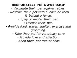 RESPONSIBLE PET OWNERSHIP