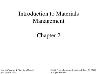 Introduction to Materials Management Chapter 2