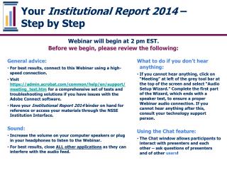Your Institutional Report 2014 – Step by Step