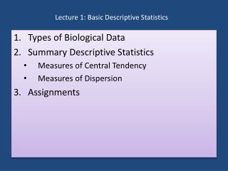 Lecture 1: Basic Descriptive Statistics