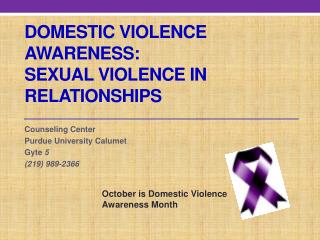 Domestic Violence Awareness: Sexual Violence in relationships