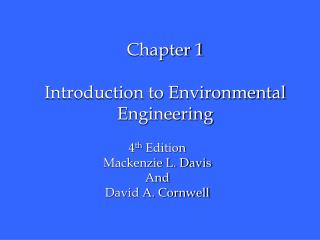 Chapter 1 Introduction to Environmental Engineering