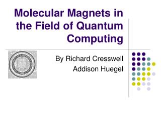 Molecular Magnets in the Field of Quantum Computing