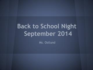 Back to School Night September 2014