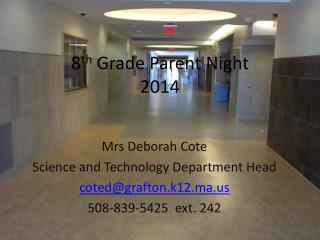 8 th Grade Parent Night 2014
