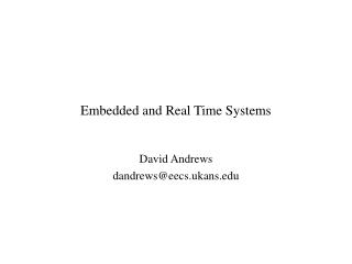 Embedded and Real Time Systems
