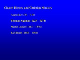 Church History and Christian Ministry