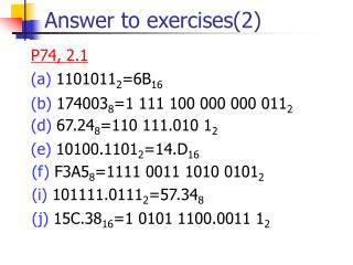 Answer to exercises(2)