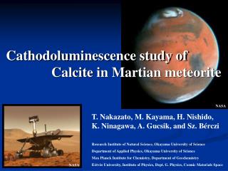 Cathodoluminescence study of Calcite in Martian meteorite