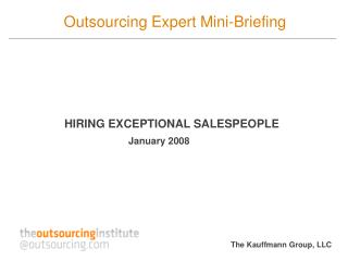 Outsourcing Expert Mini-Briefing