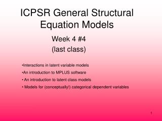 ICPSR General Structural Equation Models