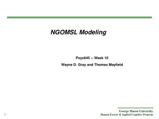 NGOMSL Modeling