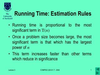 Running Time: Estimation Rules