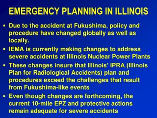 EMERGENCY PLANNING IN ILLINOIS