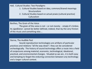 Hall, Cultural Studies: Two Paradigms