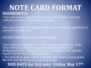 NOTE CARD FORMAT